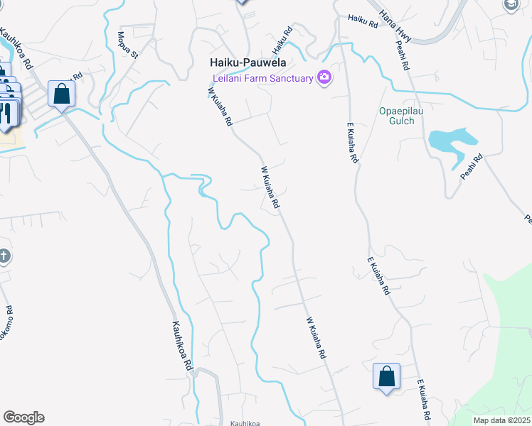 map of restaurants, bars, coffee shops, grocery stores, and more near 1000 West Kuiaha Road in Haiku-Pauwela