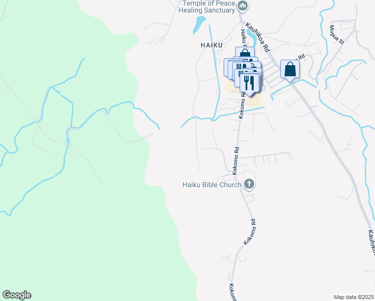 map of restaurants, bars, coffee shops, grocery stores, and more near 988 Auwaha Street in Haiku-Pauwela