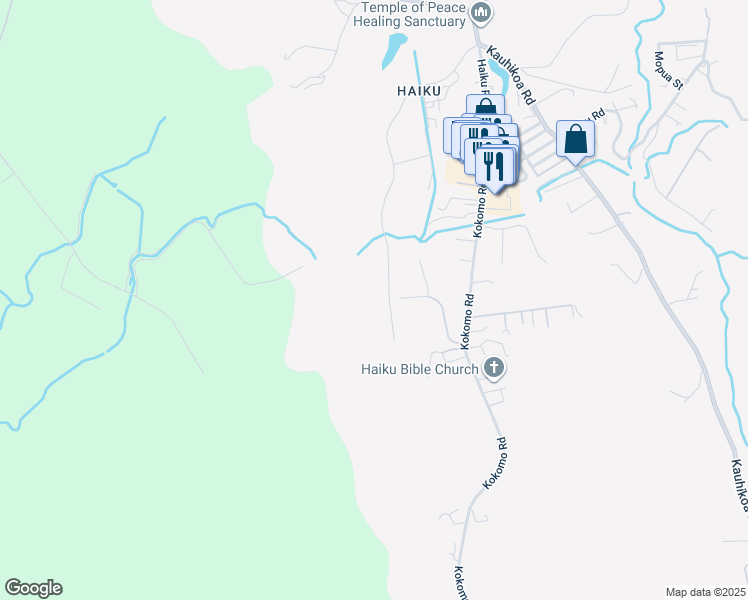 map of restaurants, bars, coffee shops, grocery stores, and more near 988 Auwaha Street in Haiku-Pauwela