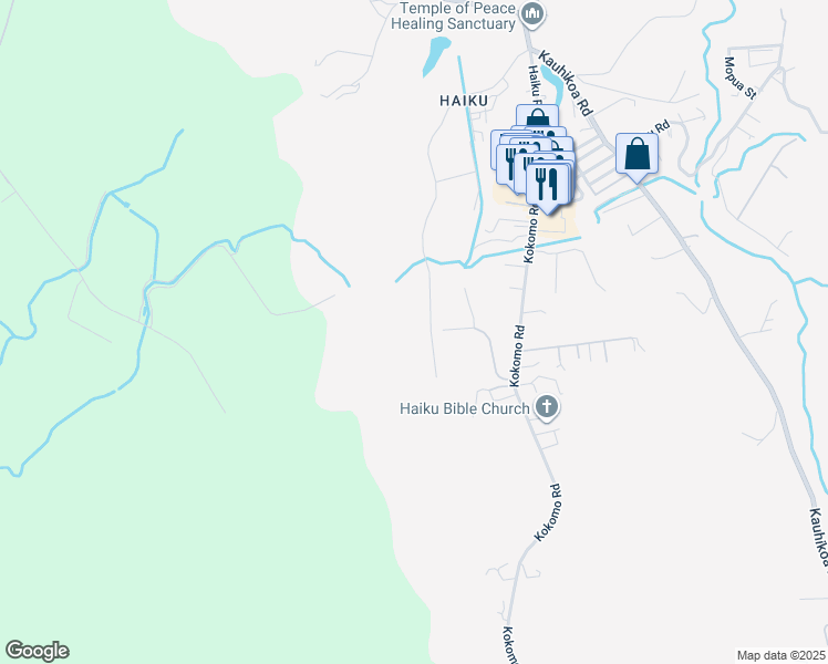map of restaurants, bars, coffee shops, grocery stores, and more near 988 Auwaha Street in Haiku-Pauwela