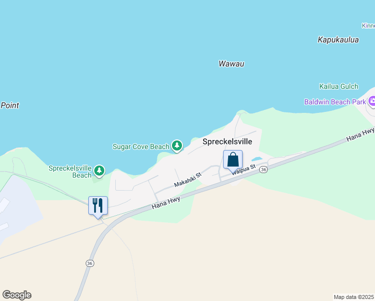 map of restaurants, bars, coffee shops, grocery stores, and more near 318 Paani Place in Paia
