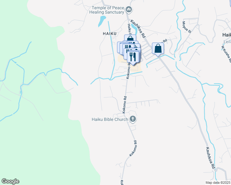 map of restaurants, bars, coffee shops, grocery stores, and more near 218 Hekuawa Street in Haiku-Pauwela