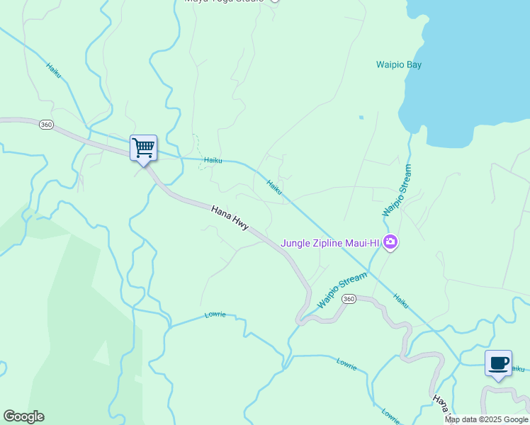 map of restaurants, bars, coffee shops, grocery stores, and more near 44 North Honokala Road in Maui County