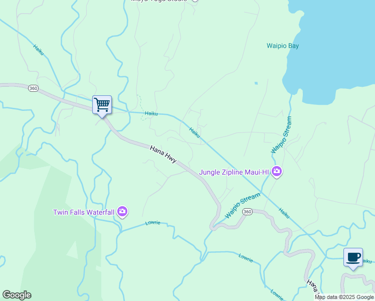 map of restaurants, bars, coffee shops, grocery stores, and more near 44 North Honokala Road in Maui County