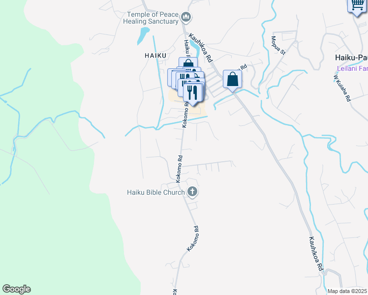 map of restaurants, bars, coffee shops, grocery stores, and more near 951 Kokomo Road in Haiku-Pauwela