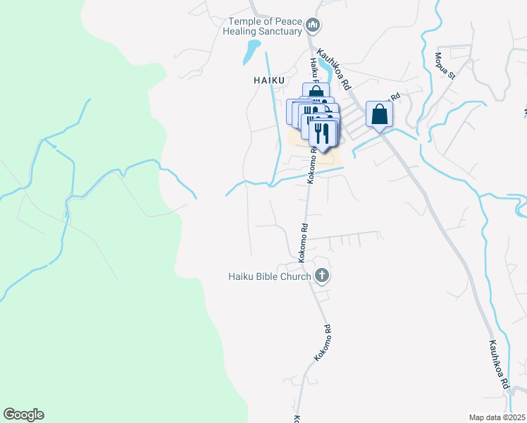 map of restaurants, bars, coffee shops, grocery stores, and more near 915 Auwaha Street in Haiku-Pauwela