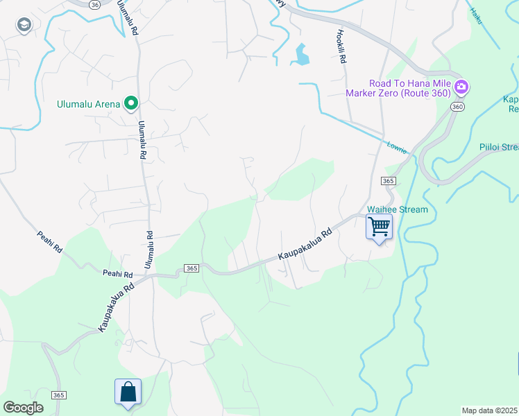 map of restaurants, bars, coffee shops, grocery stores, and more near 485 Kawelo Road in Haiku-Pauwela