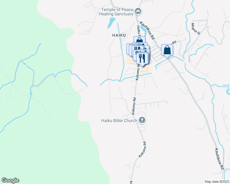 map of restaurants, bars, coffee shops, grocery stores, and more near 915 Auwaha Street in Haiku-Pauwela