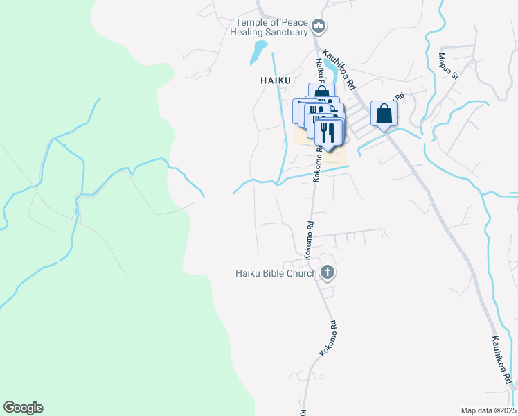 map of restaurants, bars, coffee shops, grocery stores, and more near 915 Auwaha Street in Haiku-Pauwela