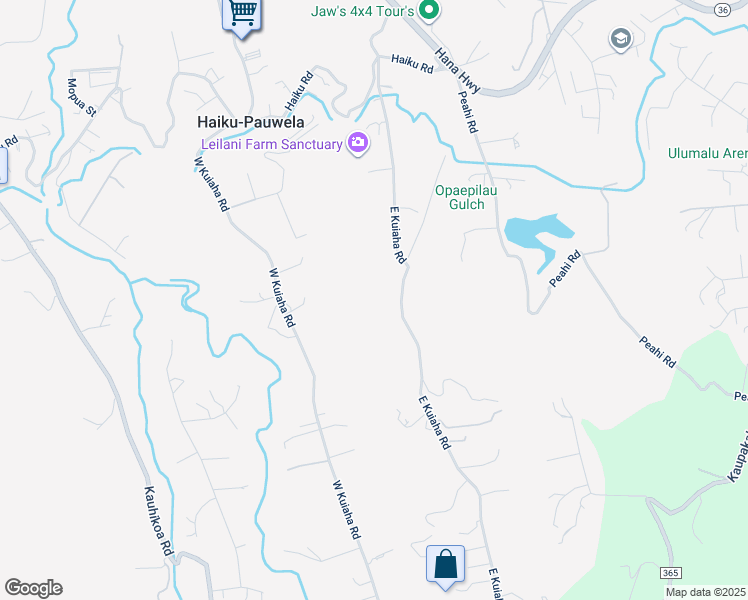 map of restaurants, bars, coffee shops, grocery stores, and more near 480 East Kuiaha Road in Haiku-Pauwela