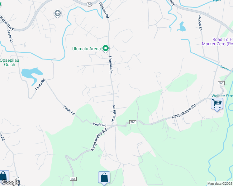 map of restaurants, bars, coffee shops, grocery stores, and more near 455 Ulumalu Road in Haiku-Pauwela