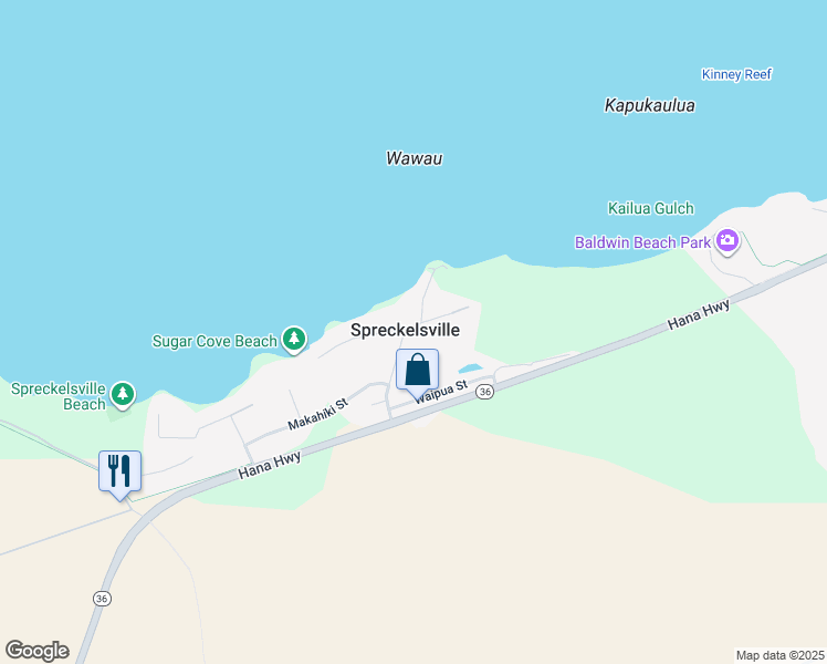 map of restaurants, bars, coffee shops, grocery stores, and more near 40 Nonohe Place in Paia