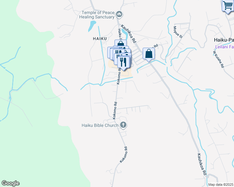 map of restaurants, bars, coffee shops, grocery stores, and more near 943 Kokomo Road in Haiku-Pauwela