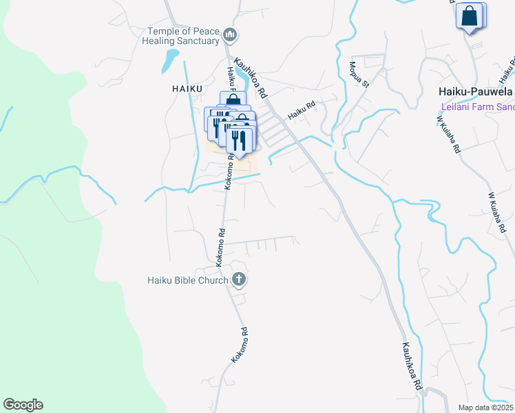 map of restaurants, bars, coffee shops, grocery stores, and more near 949 Akoa Place in Haiku-Pauwela