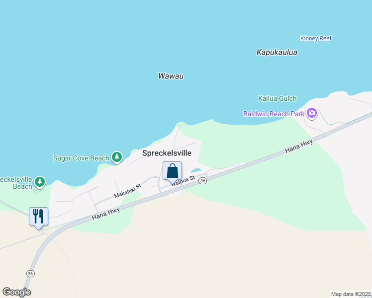 map of restaurants, bars, coffee shops, grocery stores, and more near 52 Nonohe Place in Paia