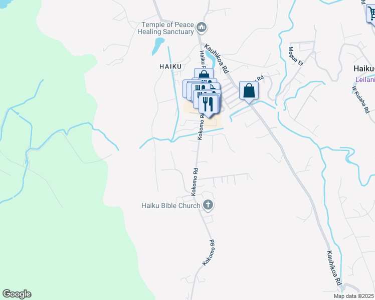 map of restaurants, bars, coffee shops, grocery stores, and more near 30 Koi Koi Place in Haiku-Pauwela