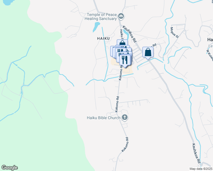 map of restaurants, bars, coffee shops, grocery stores, and more near 262 Hekuawa Street in Haiku-Pauwela