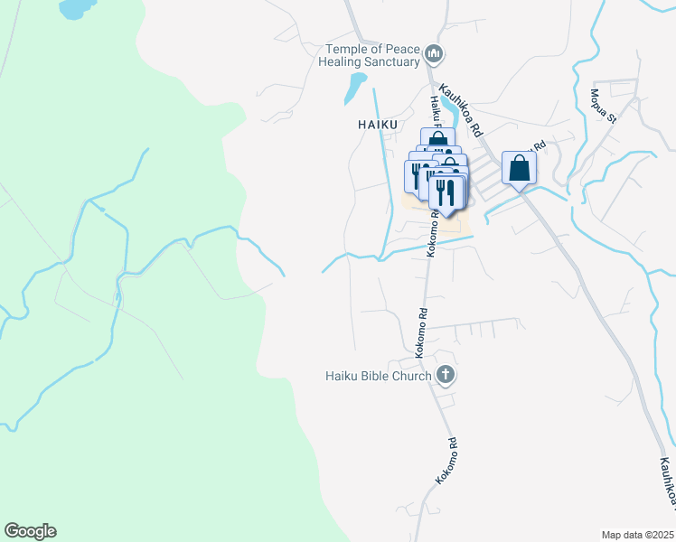 map of restaurants, bars, coffee shops, grocery stores, and more near 262 Hekuawa Street in Haiku-Pauwela