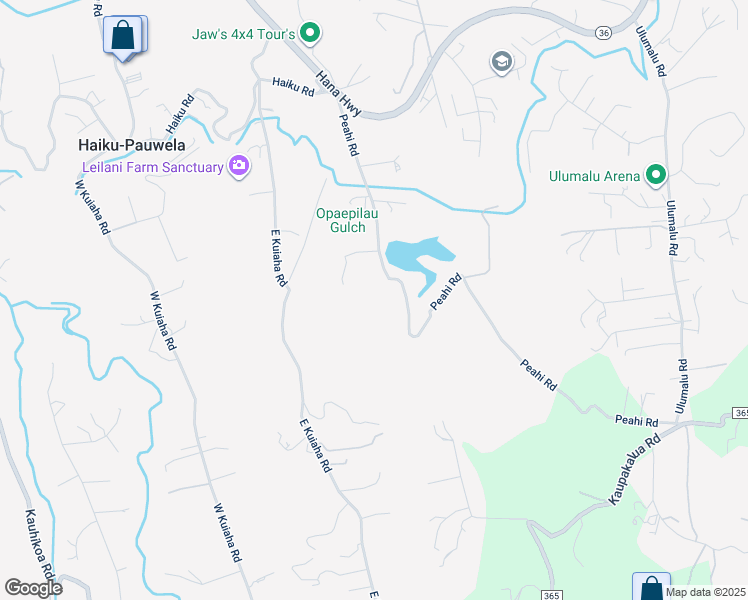 map of restaurants, bars, coffee shops, grocery stores, and more near 100 Peahi Rd in Haiku-Pauwela