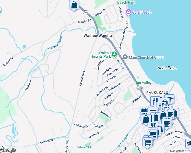 map of restaurants, bars, coffee shops, grocery stores, and more near 846 Haunani Place in Wailuku