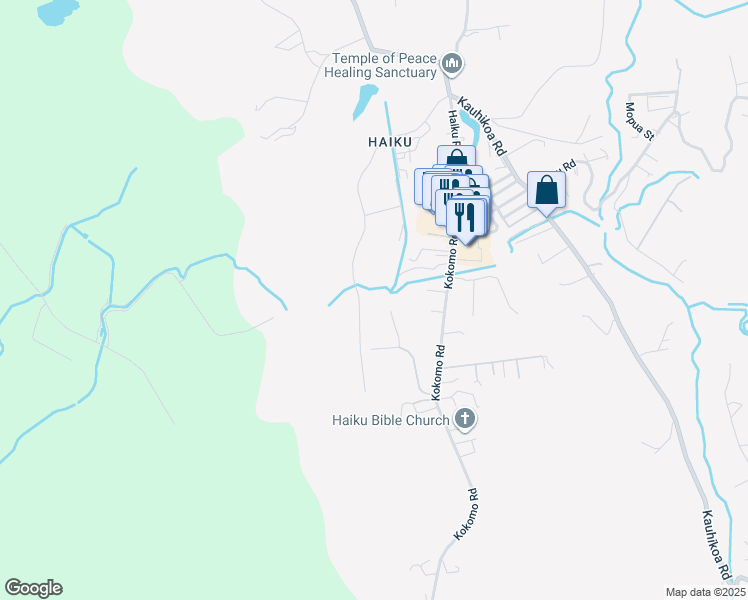 map of restaurants, bars, coffee shops, grocery stores, and more near 821 Auwaha Street in Haiku-Pauwela