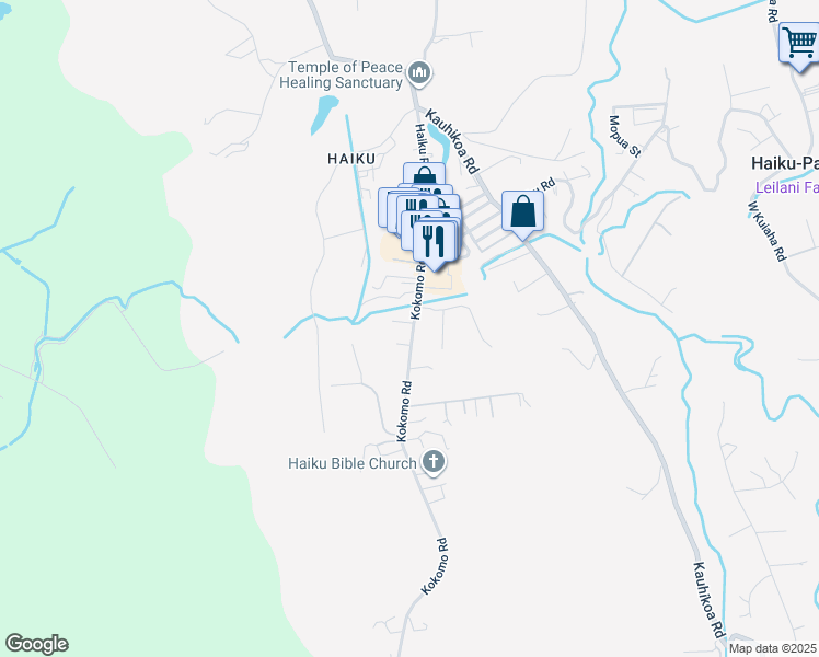 map of restaurants, bars, coffee shops, grocery stores, and more near 5 Manuahi Place in Haiku-Pauwela