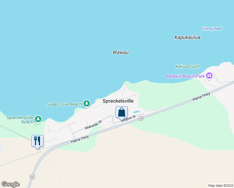 map of restaurants, bars, coffee shops, grocery stores, and more near 39 Nonohe Place in Paia