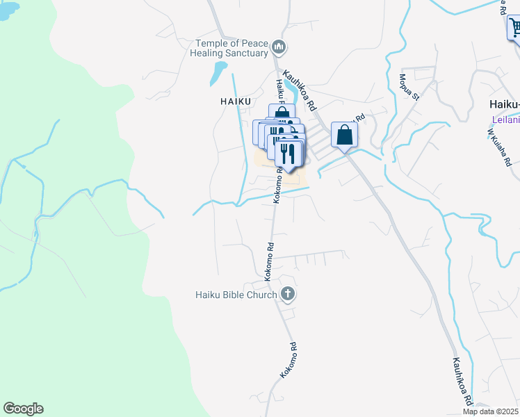 map of restaurants, bars, coffee shops, grocery stores, and more near 29 Manuahi Place in Haiku-Pauwela