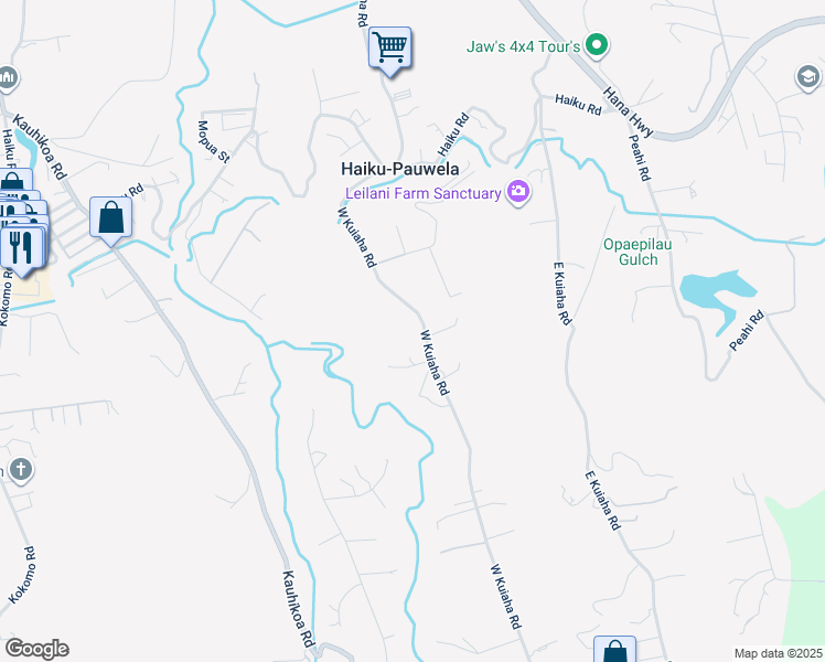 map of restaurants, bars, coffee shops, grocery stores, and more near 780 West Kuiaha Road in Haiku-Pauwela