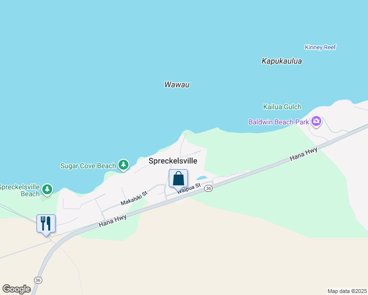 map of restaurants, bars, coffee shops, grocery stores, and more near 202 Kealakai Place in Paia