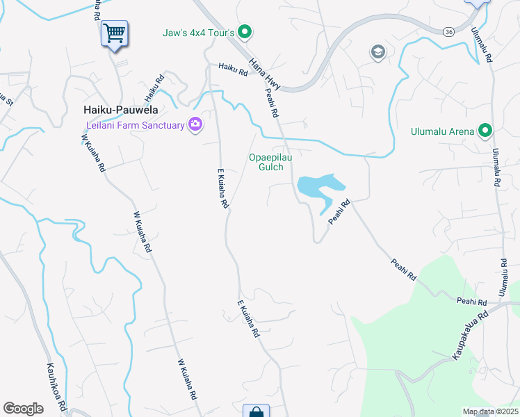 map of restaurants, bars, coffee shops, grocery stores, and more near 75 Aloha Aina Place in Haiku-Pauwela