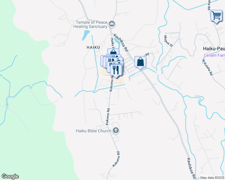 map of restaurants, bars, coffee shops, grocery stores, and more near 899 Kokomo Road in Haiku-Pauwela