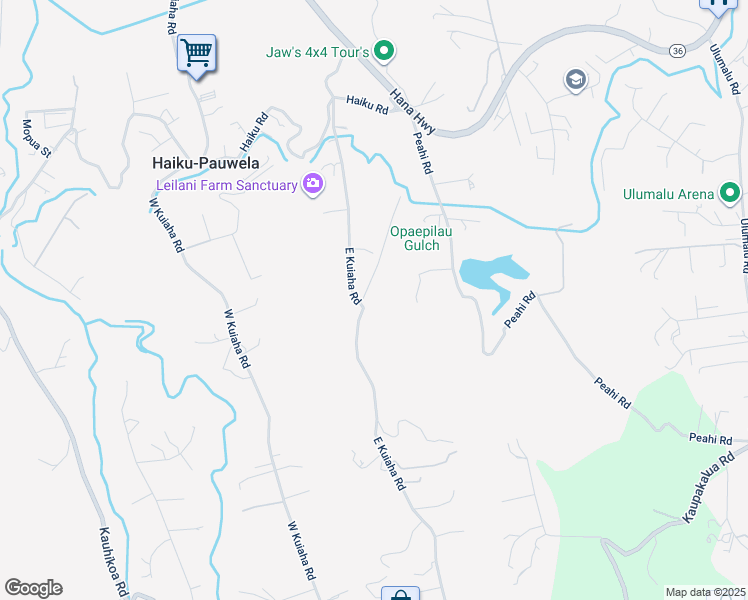 map of restaurants, bars, coffee shops, grocery stores, and more near 20 Waipuhia Place in Haiku-Pauwela