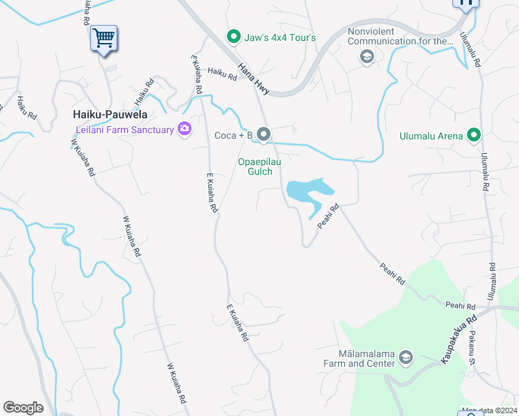 map of restaurants, bars, coffee shops, grocery stores, and more near 55 Aloha Aina Place in Haiku-Pauwela