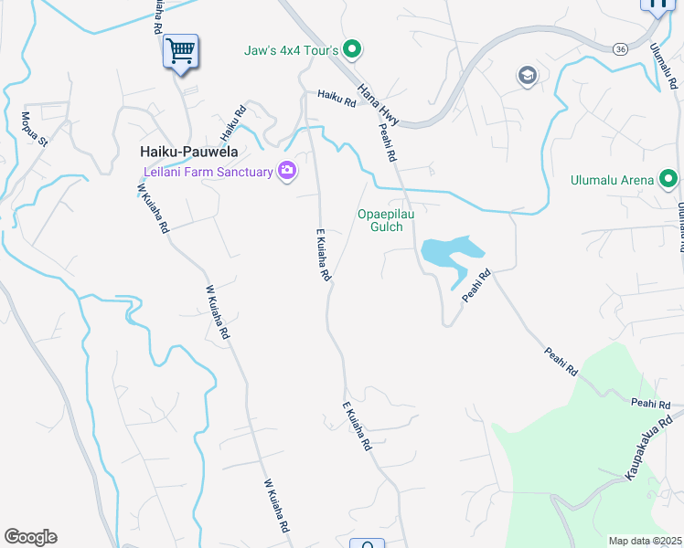 map of restaurants, bars, coffee shops, grocery stores, and more near 20 Waipuhia Place in Haiku-Pauwela