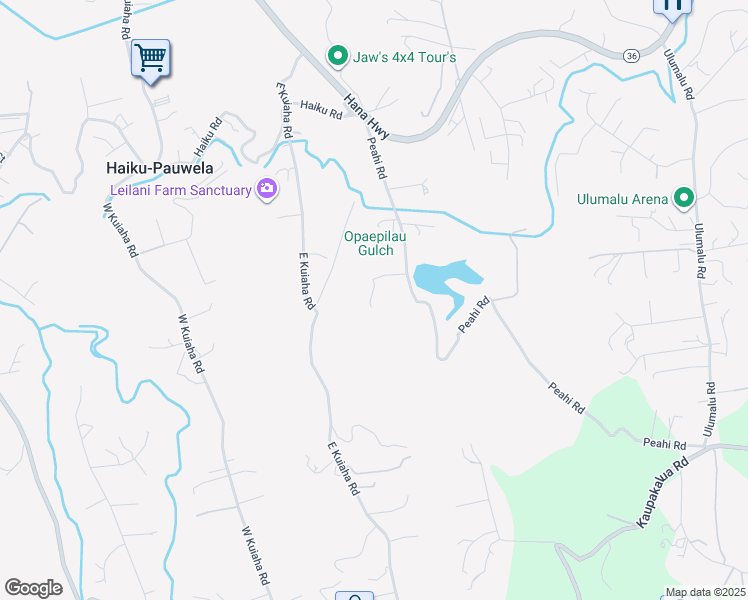 map of restaurants, bars, coffee shops, grocery stores, and more near 75 Aloha Aina Place in Haiku-Pauwela