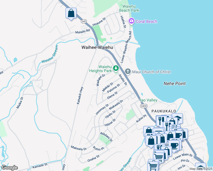map of restaurants, bars, coffee shops, grocery stores, and more near 837 Makiki Street in Wailuku