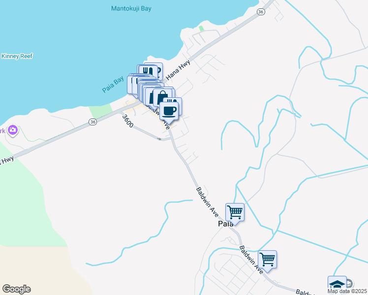 map of restaurants, bars, coffee shops, grocery stores, and more near 24 Nihi Place in Paia