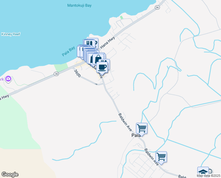 map of restaurants, bars, coffee shops, grocery stores, and more near 24 Nihi Place in Paia