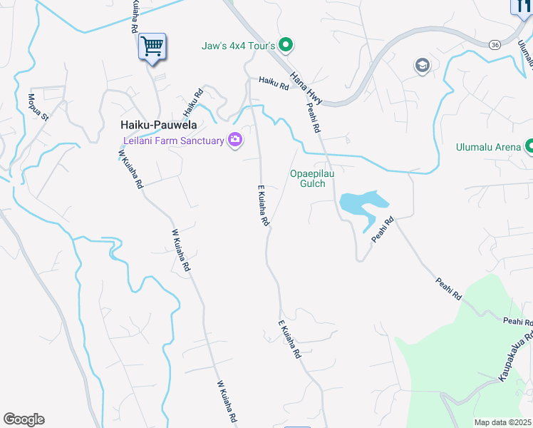 map of restaurants, bars, coffee shops, grocery stores, and more near 405 East Kuiaha Road in Haiku-Pauwela