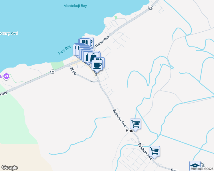 map of restaurants, bars, coffee shops, grocery stores, and more near 30 Nihi Place in Paia