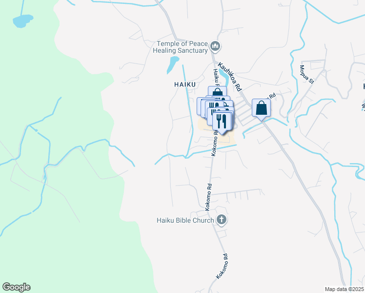 map of restaurants, bars, coffee shops, grocery stores, and more near 647 Auwaha Street in Haiku-Pauwela