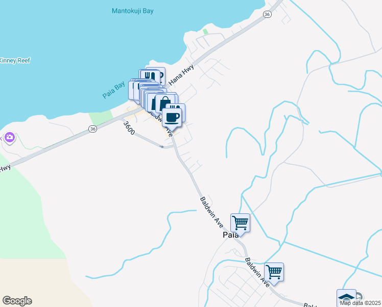 map of restaurants, bars, coffee shops, grocery stores, and more near 40 Nihi Place in Paia