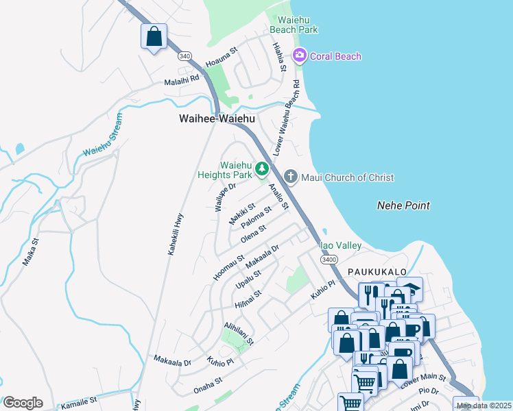 map of restaurants, bars, coffee shops, grocery stores, and more near 746 Makiki Street in Wailuku