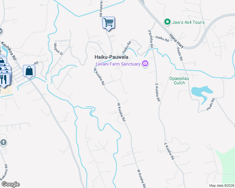 map of restaurants, bars, coffee shops, grocery stores, and more near 785 West Kuiaha Road in Haiku-Pauwela