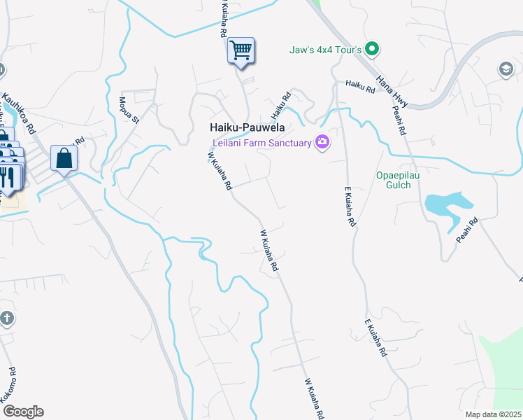 map of restaurants, bars, coffee shops, grocery stores, and more near 785 West Kuiaha Road in Haiku-Pauwela