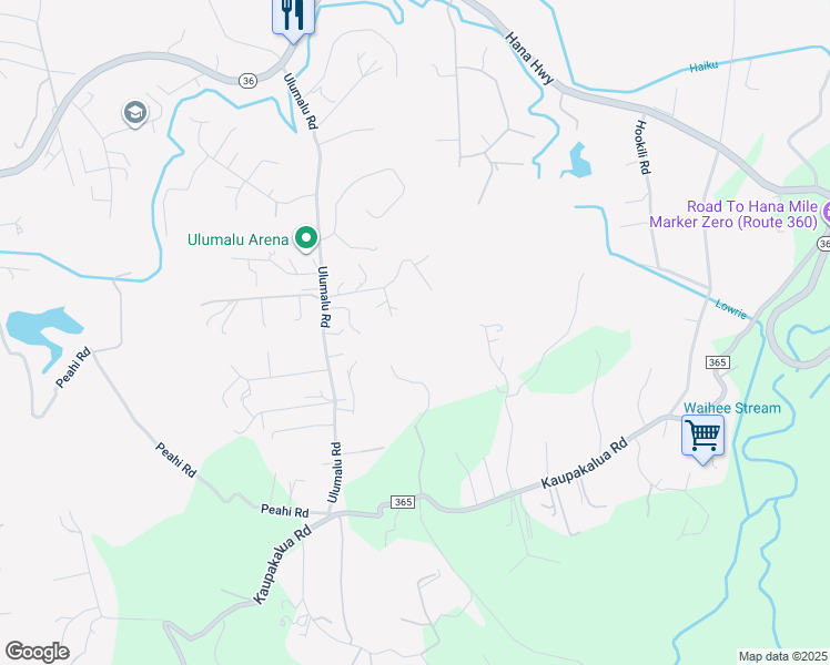 map of restaurants, bars, coffee shops, grocery stores, and more near 385 Puu Way in Haiku-Pauwela