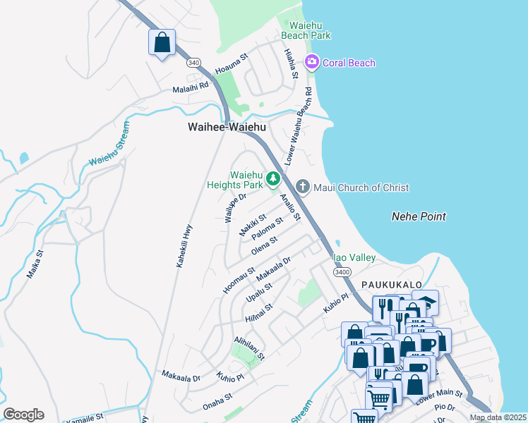 map of restaurants, bars, coffee shops, grocery stores, and more near 746 Makiki Street in Wailuku