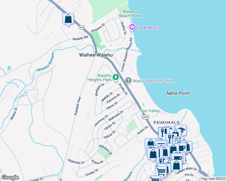 map of restaurants, bars, coffee shops, grocery stores, and more near 746 Makiki Street in Wailuku