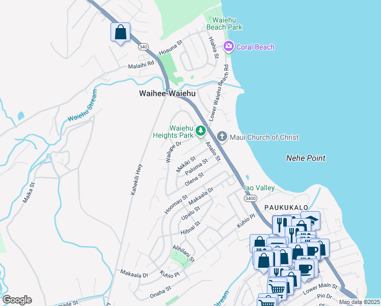 map of restaurants, bars, coffee shops, grocery stores, and more near 777 Kolani Place in Wailuku